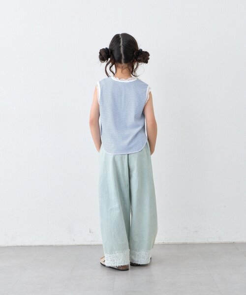 CIAOPANIC TYPY(チャオパニックティピー)の「【KIDS】シアーフリル切替リブボーダーヘンリータンク(ZOZO限定)(タンクトップ・キッズ・ブルー/ブラウン・150/110/130)」の8枚目の写真
