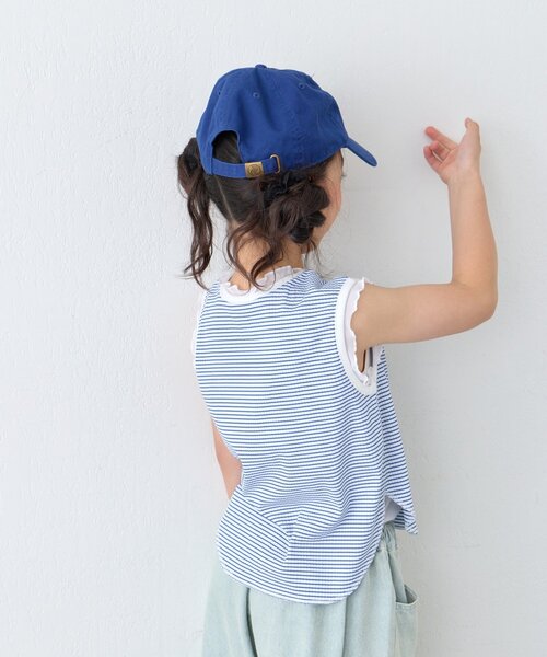 CIAOPANIC TYPY(チャオパニックティピー)の「【KIDS】シアーフリル切替リブボーダーヘンリータンク(ZOZO限定)(タンクトップ・キッズ・ブルー/ブラウン・150/110/130)」の12枚目の写真