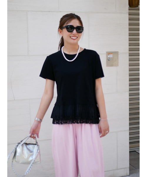 BeBeoD（べベッド）の「カットワークレースドッキングTシャツ（Tシャツ/カットソー・レディース・ブラック×ホワイト/ブラック/ホワイト・フリー）」の3枚目の写真