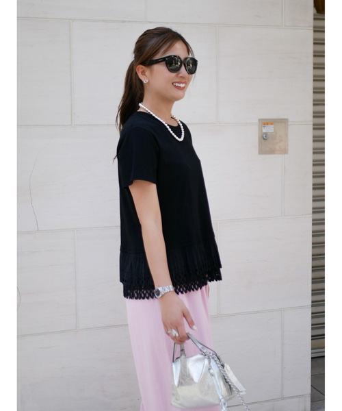 BeBeoD（べベッド）の「カットワークレースドッキングTシャツ（Tシャツ/カットソー・レディース・ブラック×ホワイト/ブラック/ホワイト・フリー）」の4枚目の写真