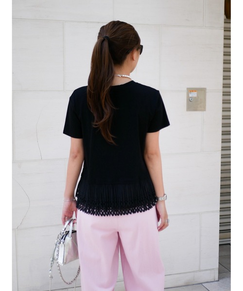 BeBeoD（べベッド）の「カットワークレースドッキングTシャツ（Tシャツ/カットソー・レディース・ブラック×ホワイト/ブラック/ホワイト・フリー）」の5枚目の写真