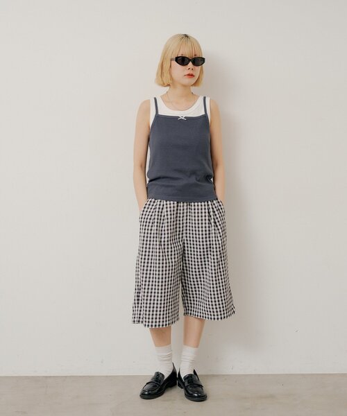 Kastane(カスタネ)の「【UNISEX/2サイズ展開】ギンガムチェックスリーピングショートパンツ(その他パンツ・レディース・ブルー/ブラック・2/1)」の8枚目の写真