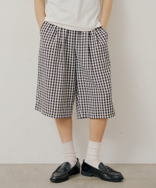 Kastane(カスタネ)の「【UNISEX/2サイズ展開】ギンガムチェックスリーピングショートパンツ(その他パンツ・レディース・ブルー/ブラック・2/1)」の12枚目の写真