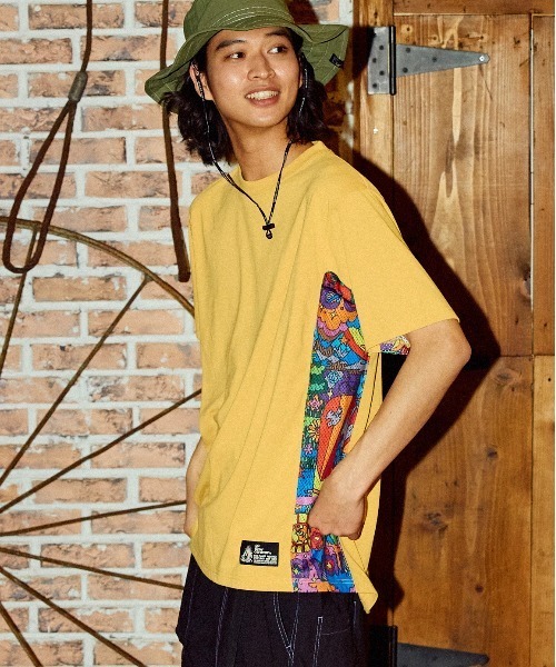 go slow caravan(ゴースローキャラバン)の「Drymix サイケ切替アクティビ TEE(Tシャツ/カットソー・メンズ・イエロー/ミント/ブラック系その他2・LARGE/X-LARGE/MEDIUM)」の1枚目の写真