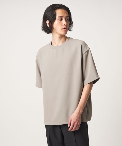 A DAY IN THE LIFE UNITED ARROWS(アデイインザライフユナイテッドアローズ)の「ウールライク ダブルクロス ワイドカットソー<A DAY IN THE LIFE>(Tシャツ/カットソー・メンズ・ブラック/ホワイト/ベージュ・M/L)」の1枚目の写真