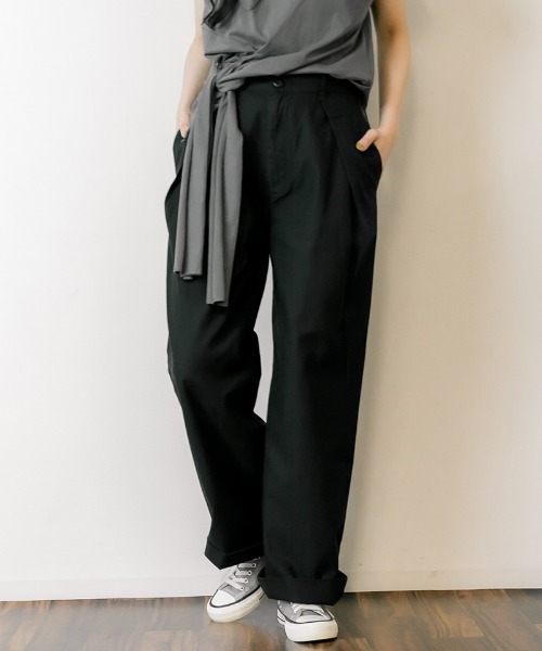MARAI(マーライ)の「ビッグタック ワイドツイルパンツ(その他パンツ・レディース・ベージュ/ブラック/カーキ・4L/L/LL/M/3L)」の15枚目の写真