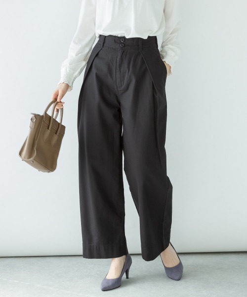 MARAI(マーライ)の「ビッグタック ワイドツイルパンツ(その他パンツ・レディース・ベージュ/ブラック/カーキ・4L/L/LL/M/3L)」の16枚目の写真