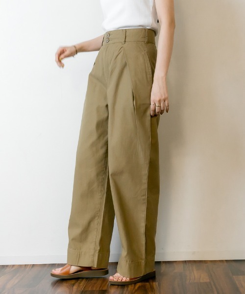 MARAI(マーライ)の「ビッグタック ワイドツイルパンツ(その他パンツ・レディース・ベージュ/ブラック/カーキ・4L/L/LL/M/3L)」の12枚目の写真