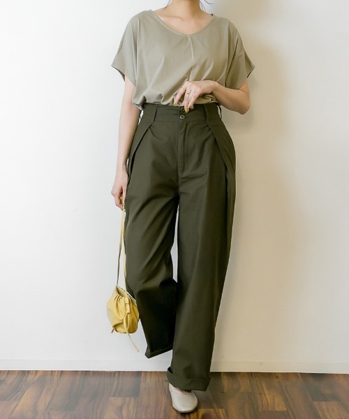 MARAI(マーライ)の「ビッグタック ワイドツイルパンツ(その他パンツ・レディース・ベージュ/ブラック/カーキ・4L/L/LL/M/3L)」の8枚目の写真