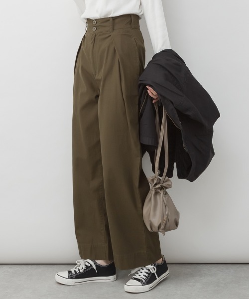 MARAI(マーライ)の「ビッグタック ワイドツイルパンツ(その他パンツ・レディース・ベージュ/ブラック/カーキ・4L/L/LL/M/3L)」の9枚目の写真