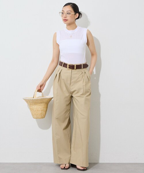 Whim Gazette(ウィムガゼット)の「ギンガムチェックタックパンツ/セットアップ可(その他パンツ・レディース・ブラック/ベージュ・36/38)」の10枚目の写真