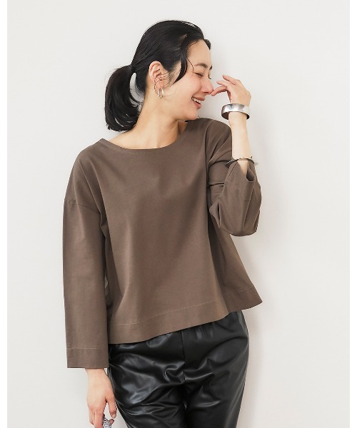 DoCLASSE( ドゥクラッセ)の「高密度シルコットン・抜け感T/コンパクト丈(Tシャツ/カットソー・レディース・ピーコックグリーン系/ピンク/モカ/オフホワイト/ブラック・LL/M/L)」の18枚目の写真