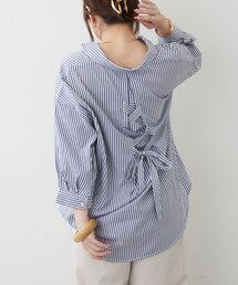 多釦後リボンたけのこブラウス