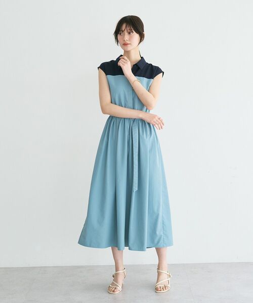 YECCA VECCA(イェッカヴェッカ)の「ドッキングワンピース(ワンピース・レディース・ブルー/ダークブラウン/ベージュ・FREE)」の14枚目の写真