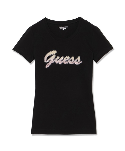Guess(ゲス)の「DEGRADE Paillettes Logo Tee Tシャツ ロゴTシャツ 半袖(Tシャツ/カットソー・レディース・ホワイト/ブラック・X-SMALL/SMALL/MEDIUM/LARGE)」の2枚目の写真