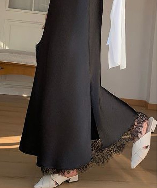MAISON DE THERESE（メゾン ド テレーズ）の「Aラインスカート　サテンレース切り替え　スカート（スカート・レディース・アイボリー/Black・M）」の8枚目の写真