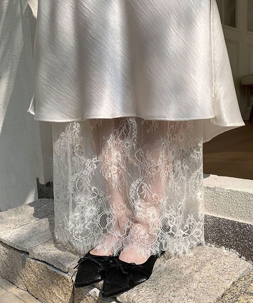 MAISON DE THERESE（メゾン ド テレーズ）の「Aラインスカート　サテンレース切り替え　スカート（スカート・レディース・アイボリー/Black・M）」の22枚目の写真