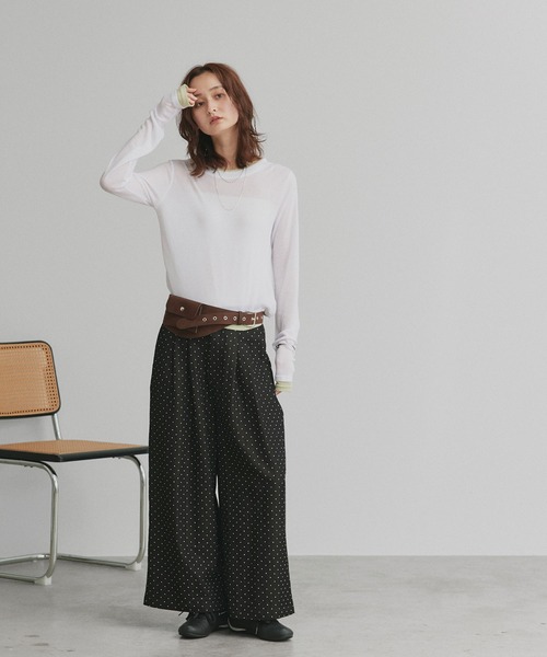 ad thie(アドティエ)の「ダブルタック ドット ワイドパンツ(その他パンツ・レディース・オフホワイト/ブラック・FREE)」の12枚目の写真
