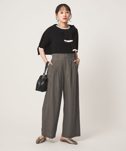 green label relaxing(グリーンレーベルリラクシング)の「FAbRICA 2タック ワイド パンツ(その他パンツ・レディース・グレー/ブラウン・36/38/40)」の8枚目の写真