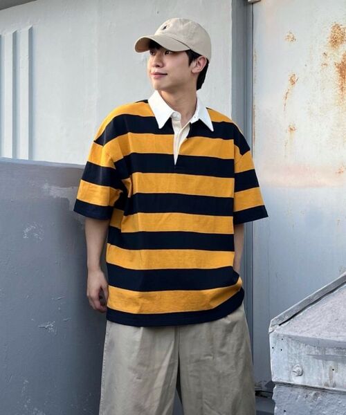 TAILOR STUDIO（テーラースタジオ）の「オックスフォードストライプポロスウェット半袖Tシャツ（ブラック）（ポロシャツ・レディース・その他・FREE）」の11枚目の写真