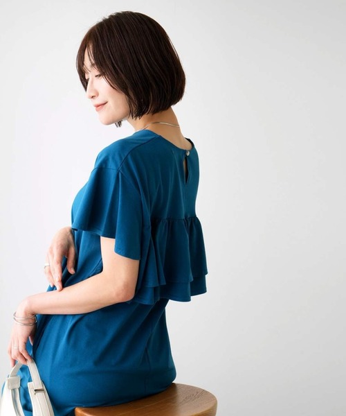 Ehre style（エーレスタイル）の「目を引く後ろ姿 きちんとも休日もバックフリルワンピ（ワンピース・レディース・ブラック/ブルー/ベージュ・FREE）」の3枚目の写真