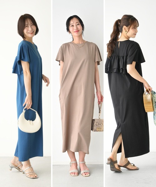 Ehre style（エーレスタイル）の「目を引く後ろ姿 きちんとも休日もバックフリルワンピ（ワンピース・レディース・ブラック/ブルー/ベージュ・FREE）」の10枚目の写真