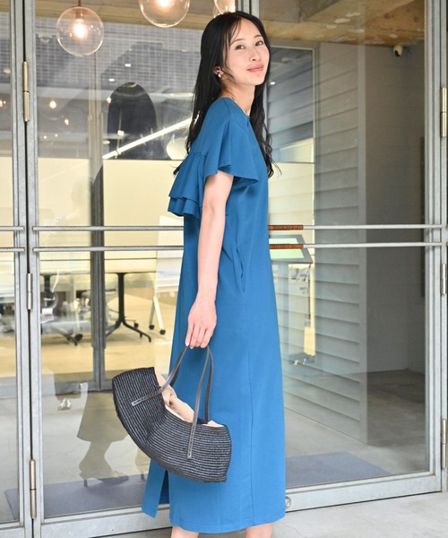 Ehre style（エーレスタイル）の「目を引く後ろ姿 きちんとも休日もバックフリルワンピ（ワンピース・レディース・ブラック/ブルー/ベージュ・FREE）」の11枚目の写真