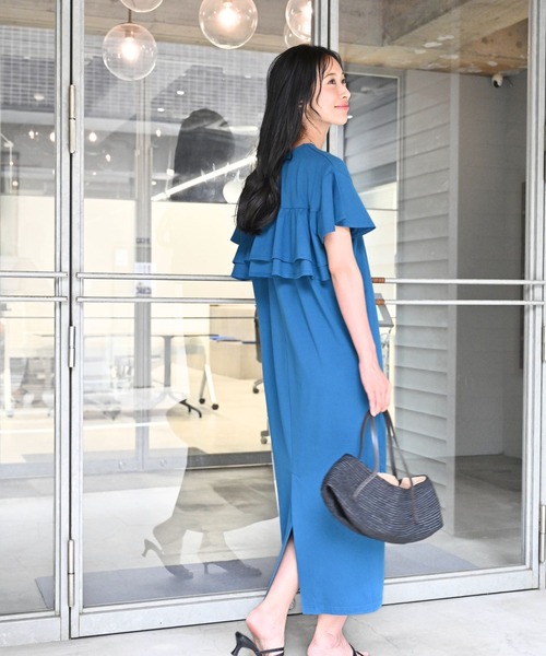 Ehre style（エーレスタイル）の「目を引く後ろ姿 きちんとも休日もバックフリルワンピ（ワンピース・レディース・ブラック/ブルー/ベージュ・FREE）」の20枚目の写真