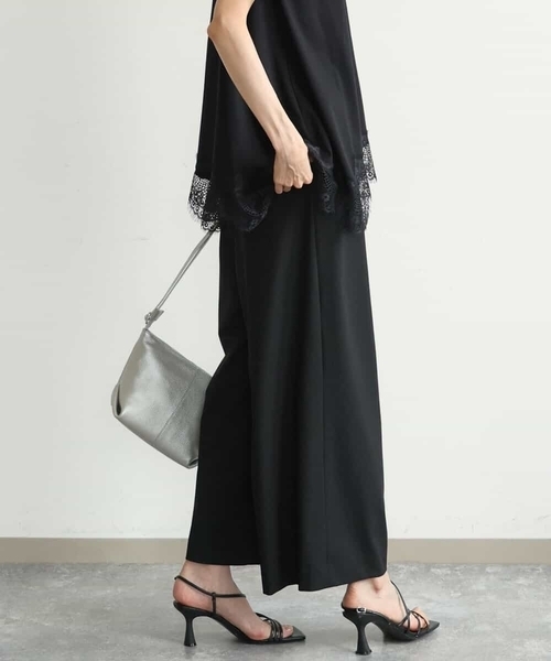MK MICHEL KLEIN（エムケーミッシェルクラン）の「[洗える]ストレートワイドパンツ(チェック・無地)（スラックス・レディース・ダークグレー/グレー/ベージュ/ブラック・38）」の2枚目の写真