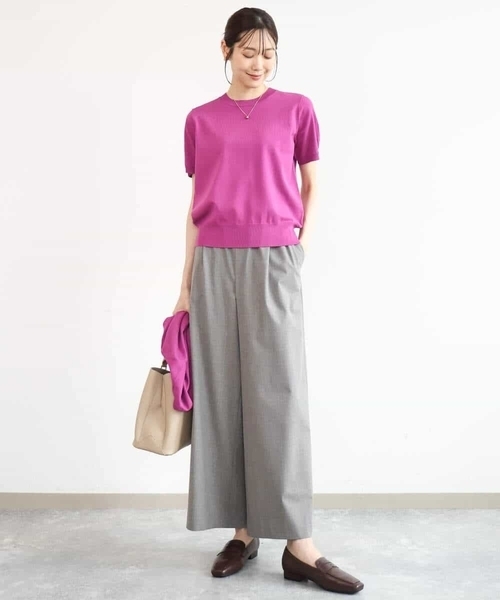 MK MICHEL KLEIN（エムケーミッシェルクラン）の「[洗える]ストレートワイドパンツ(チェック・無地)（スラックス・レディース・ダークグレー/グレー/ベージュ/ブラック・38）」の6枚目の写真