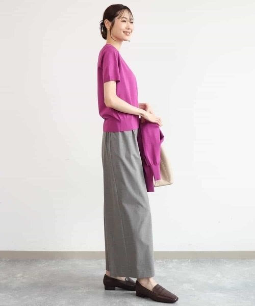 MK MICHEL KLEIN（エムケーミッシェルクラン）の「[洗える]ストレートワイドパンツ(チェック・無地)（スラックス・レディース・ダークグレー/グレー/ベージュ/ブラック・38）」の7枚目の写真