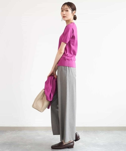 MK MICHEL KLEIN（エムケーミッシェルクラン）の「[洗える]ストレートワイドパンツ(チェック・無地)（スラックス・レディース・ダークグレー/グレー/ベージュ/ブラック・38）」の8枚目の写真