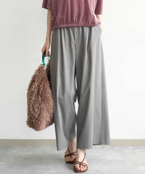 MK MICHEL KLEIN（エムケーミッシェルクラン）の「[洗える]ストレートワイドパンツ(チェック・無地)（スラックス・レディース・ダークグレー/グレー/ベージュ/ブラック・38）」の9枚目の写真
