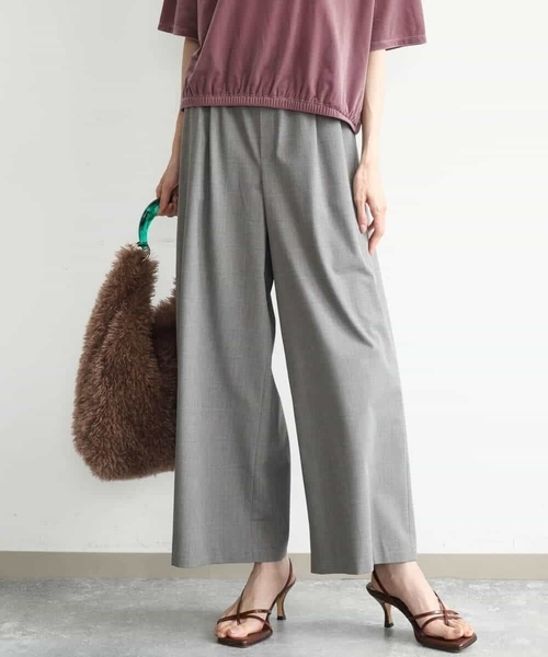 MK MICHEL KLEIN（エムケーミッシェルクラン）の「[洗える]ストレートワイドパンツ(チェック・無地)（スラックス・レディース・ダークグレー/グレー/ベージュ/ブラック・38）」の11枚目の写真
