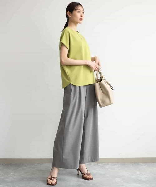 MK MICHEL KLEIN（エムケーミッシェルクラン）の「[洗える]ストレートワイドパンツ(チェック・無地)（スラックス・レディース・ダークグレー/グレー/ベージュ/ブラック・38）」の18枚目の写真