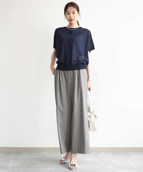 MK MICHEL KLEIN（エムケーミッシェルクラン）の「[洗える]ストレートワイドパンツ(チェック・無地)（スラックス・レディース・ダークグレー/グレー/ベージュ/ブラック・38）」の21枚目の写真