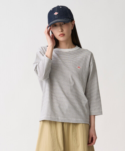 DANTON(ダントン)の「Women's 3/4 Sleeve T-Shirt Stripe(Tシャツ/カットソー・レディース・ブルー系その他/ブラック系その他/レッド系その他/ブラウン系その他/ホワイト系その他/ブルー系その他5/ブラウン系その他2/ブラック系その他2・S/XS)」の2枚目の写真