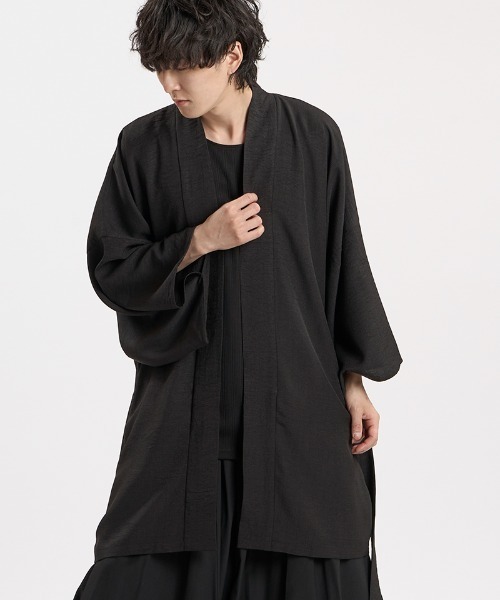 NO ID.(ノーアイディ)の「mcg3863-KIMONOラップガウン(459006-539S)(カーディガン/ボレロ・メンズ・ブラック×グレー/グレー/ブラック・ONE SIZE)」の4枚目の写真