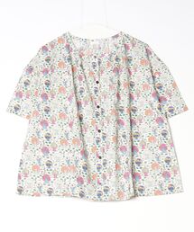 プリントクルーネックブラウス