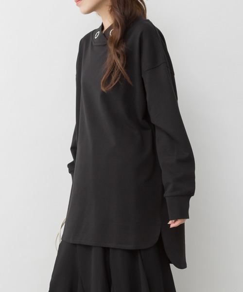 RCD(アールシーディー)の「ハイネックアイレットプルオーバー(Tシャツ/カットソー・レディース・杢グレー/ブラック・M-L)」の5枚目の写真