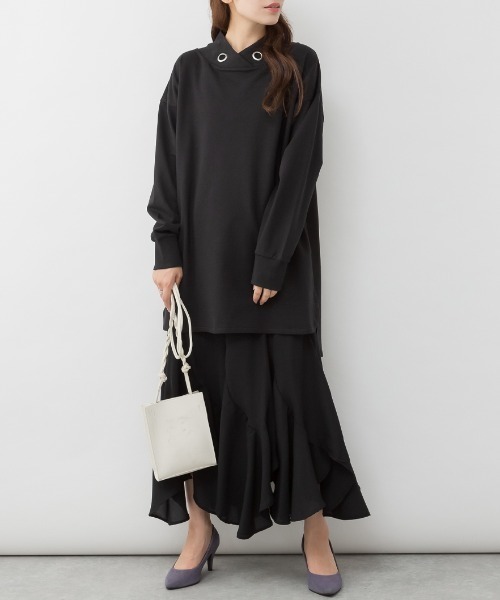 RCD(アールシーディー)の「ハイネックアイレットプルオーバー(Tシャツ/カットソー・レディース・杢グレー/ブラック・M-L)」の7枚目の写真