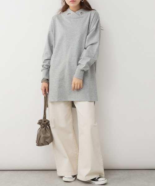 RCD(アールシーディー)の「ハイネックアイレットプルオーバー(Tシャツ/カットソー・レディース・杢グレー/ブラック・M-L)」の8枚目の写真