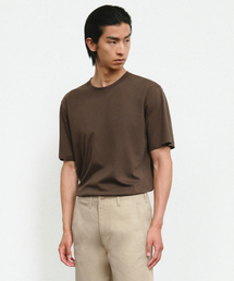 [プラス] 記者 コットン レギュラークルーネックTシャツ [ブラウン]