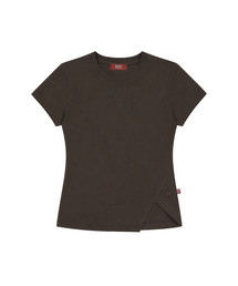 Side Slit Slim Fit T-shirts Dark Brown