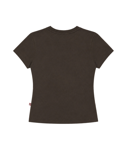 S'EST(エスイーエスティー)の「Side Slit Slim Fit T-shirts Dark Brown(Tシャツ/カットソー・レディース・ダークブラウン・SMALL)」の2枚目の写真