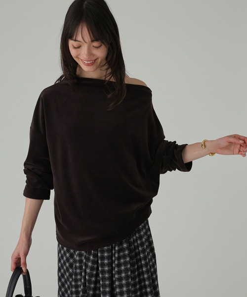 BABYLONE（バビロン）の「ベロアニュアンスロングスリーブプルオーバー［洗濯可］（Tシャツ/カットソー・レディース・ブラウン/ブラック/グレー・フリー）」の6枚目の写真