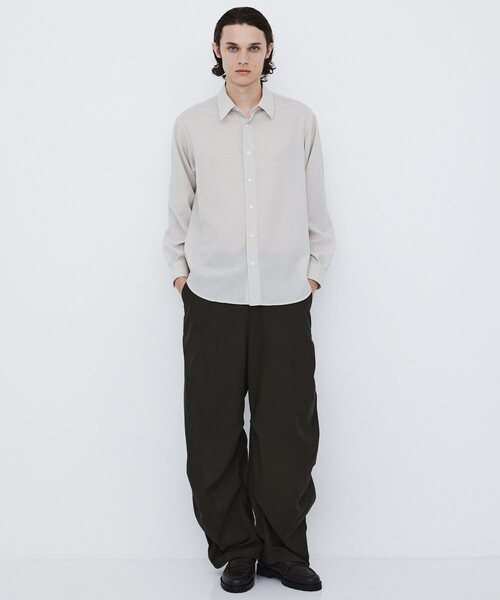 UNITED TOKYO(ユナイテッドトウキョウ)の「【新作】WOOL NYLON RIPSTOP ロングスリーブシャツ |撥水/軽量/通気性/防汚/防臭/耐久/シワ防止(シャツ/ブラウス・メンズ・ライトグレー/ブラック/カーキ・2/1)」の9枚目の写真