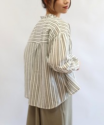 プチフリルシャドウストライプシャツ