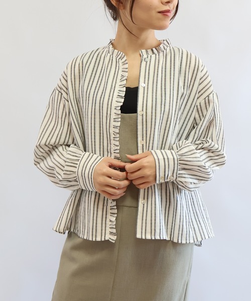 etre relie(エトレリー)の「プチフリルシャドウストライプシャツ(シャツ/ブラウス・レディース・ブルー系その他/ホワイト系その他/ネイビー・MEDIUM)」の20枚目の写真