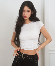 サイドシェリングクロップTシャツホワイト